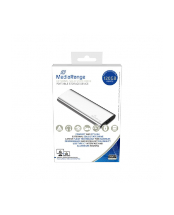 MediaRange 120 GB, external SSD (silver, USB-C 3.2 (10 Gbit / s), external)
