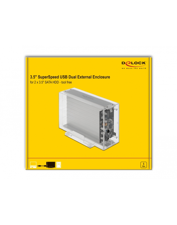 DeLOCK 42624 storage drive enclosure 2.5/3.5'' HDD/SSD enclosure Transparent, Drive cases główny