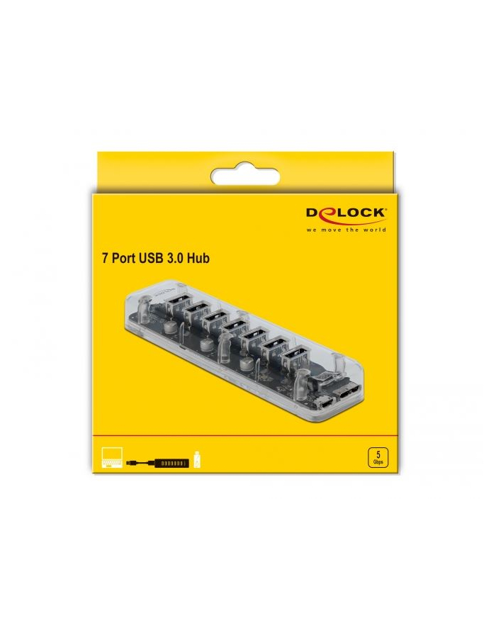 DeLOCK 64088 interface hub USB 3.2 Gen 1 (3.1 Gen 1) Micro-B 5000 Mbit/s Transparent, USB hub główny