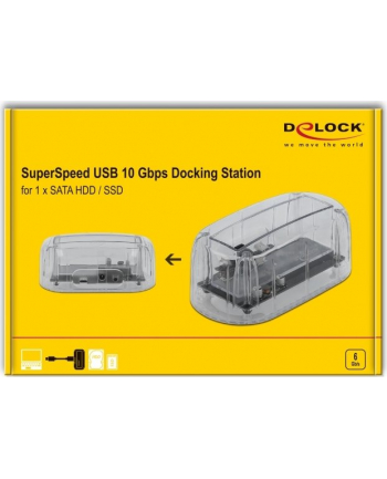 DeLOCK 64089 storage drive enclosure 2.5/3.5'' HDD/SSD enclosure Transparent, Docking station