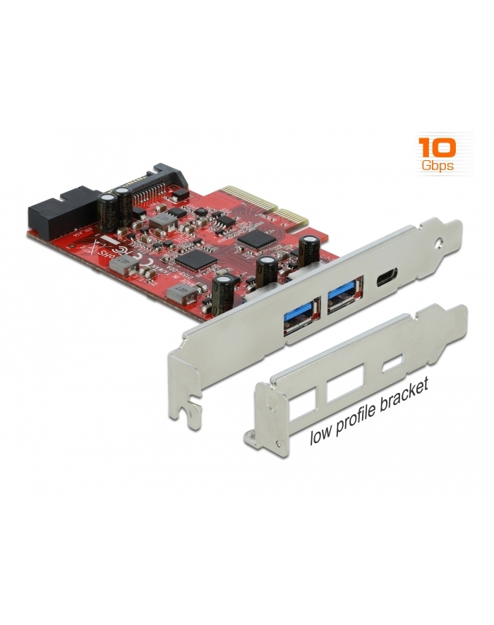 DeLOCK PCIe x4> 1x USB-C / 2xUSB-A / 1xUSB3.0 główny