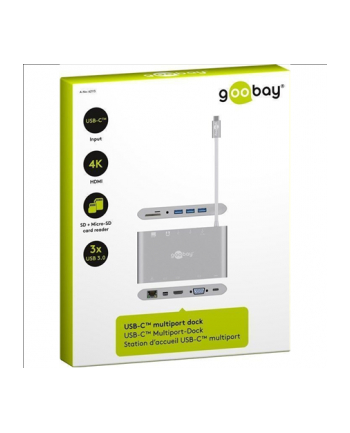 goobay 62113 interface hub USB 3.2 Gen 1 (3.1 Gen 1) Type-C 5000 Mbit/s Silver, Card reader