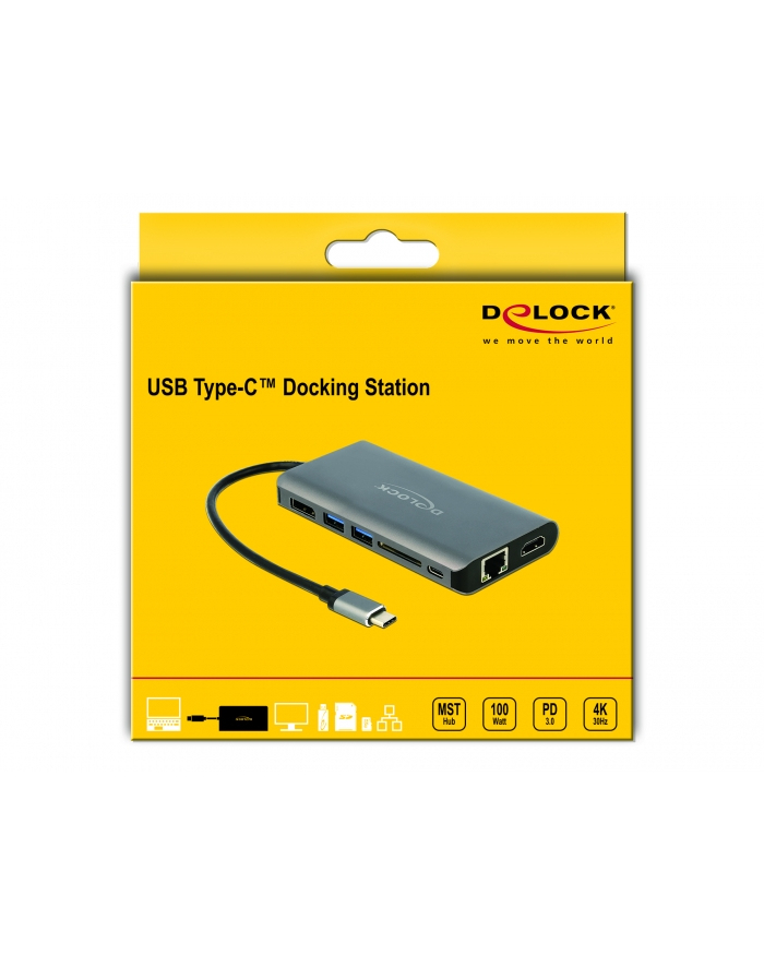 DeLOCK USB-C docking station 4K - HDMI / DP / USB 3.0 / SD / LAN / PD 3.0 główny