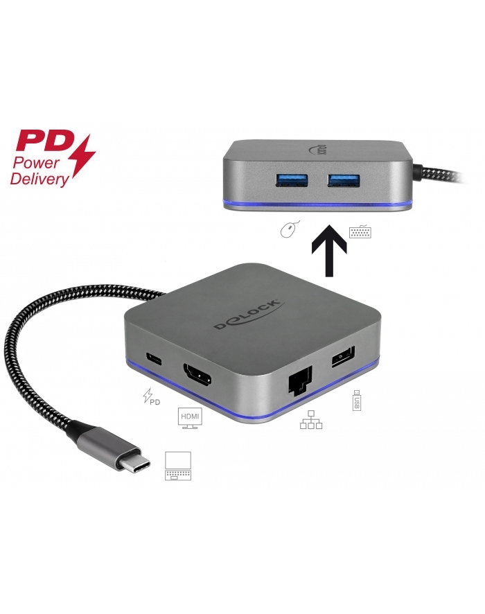 DeLOCK USB-C docking station 4K w. LED - HDMI / Hub / PD 3.0 główny