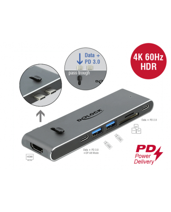 DeLOCK Docking Station Dual USB-C w. HDMI / USB / SD / PD 87752