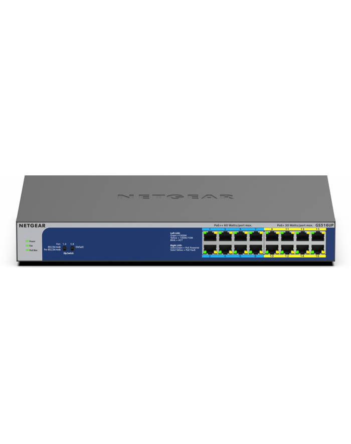 Netgear GS516UP Unmanaged Gigabit Ethernet (10/100/1000) Grey Power over Ethernet (PoE), Switch główny