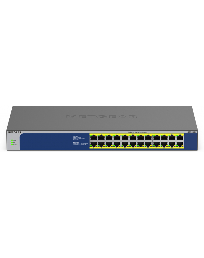 Netgear GS524PP Unmanaged Gigabit Ethernet (10/100/1000) Grey Power over Ethernet (PoE), Switch główny