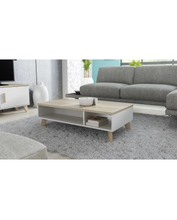 cama meble Ława LOTTA 110 biały+ dąb sonoma