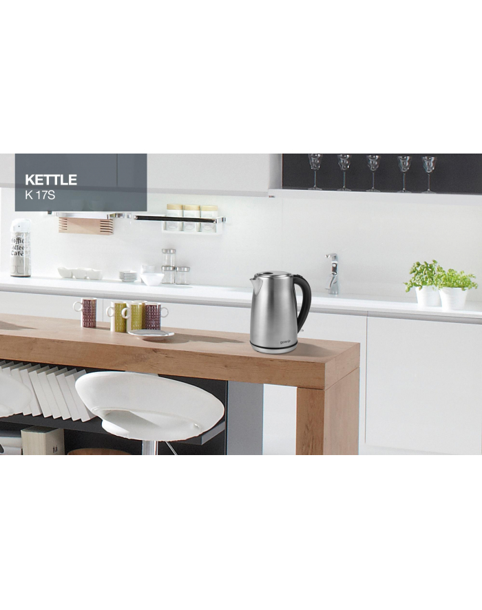 Gorenje Kettle K17S Electric, 2000 W, 1.7 L, Stainless steel, 360° rotational base, Stainless steel główny