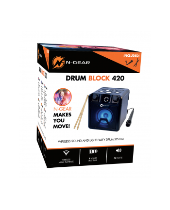 N-Gear Portable Bluetooth Cube Drum Speaker The Drum Block 420 50 W, Portable, Wireless connection, Black, Bluetooth