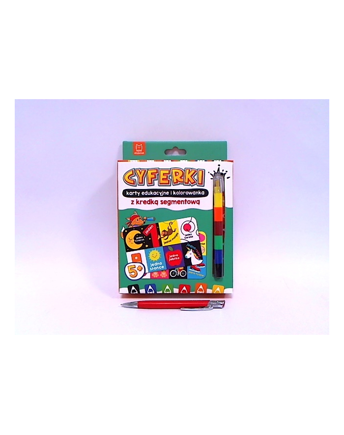 aksjomat Książka CYFERKI karty edukacyjne i kolorowanka z kredką segmentową. Uczę się i koloruję 5+ główny
