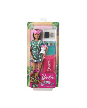 mattel Barbie Relaks na dobranoc Lalka z pieskiem Dream GJG58 GKH73