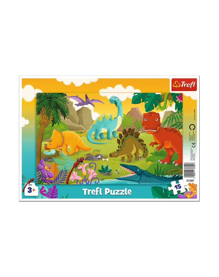 Puzzle 15el ramkowe Dinozaury 31359 Trefl główny