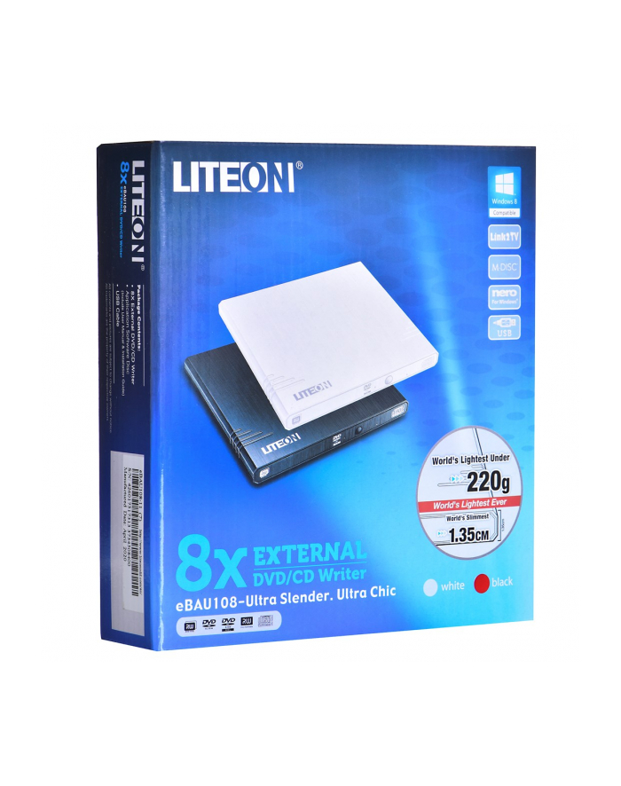 liteon Nagrywarka zewnętrzna eBAU108 Slim DVD USB biała główny