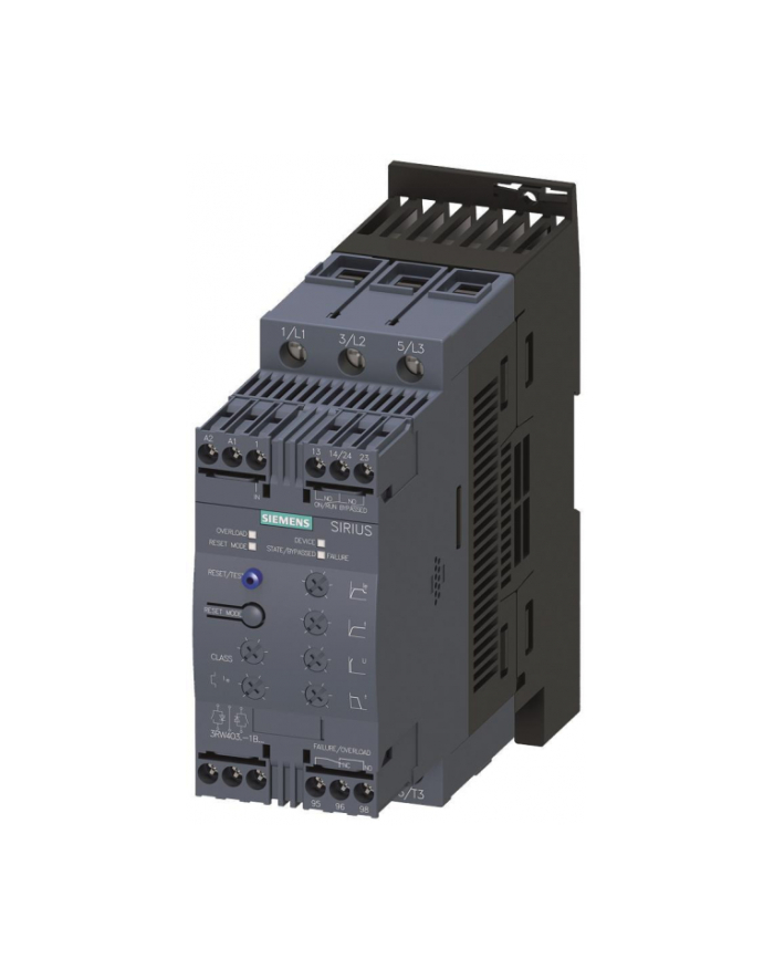 Siemens Softstart 3-fazowy 200-480v ac 63a 30kw/400v 110-230v ac/dc s2 ip00 55/160/170mm 3RW4037-1BB14 główny