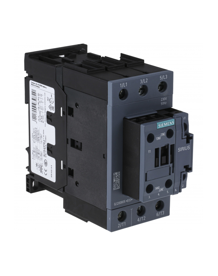 Siemens Stycznik Mocy Sirius 3Rt2 3P S2 51A 22Kw 230V Ac 50Hz 1R 1Z Szyna Din Ip20 Ip00 114X55X130Mm 3Rt2036-1Ap00 główny