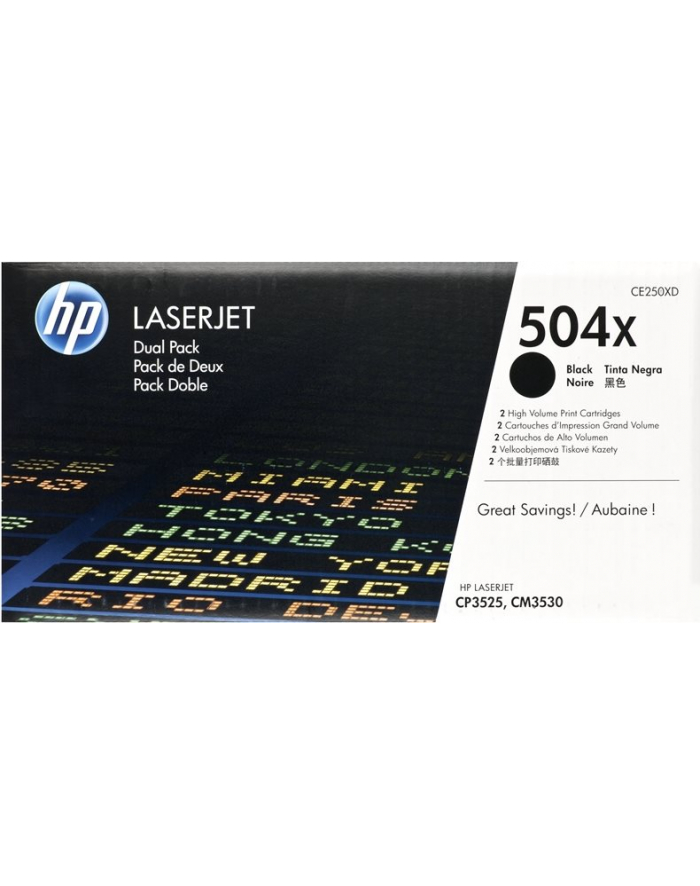 Originalny Toner  HP 504X (Black) 10.500 stron (CE250XD) główny