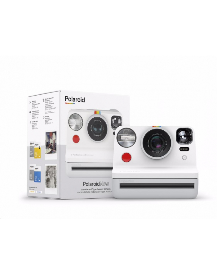Polaroid NOW biały | wbudowany akumulator | wbudowana lampa błyskowa | Zdjęcia 4.2'' x 3.5'' (107 mm x 88 mm) | samowyzwalacz | główny