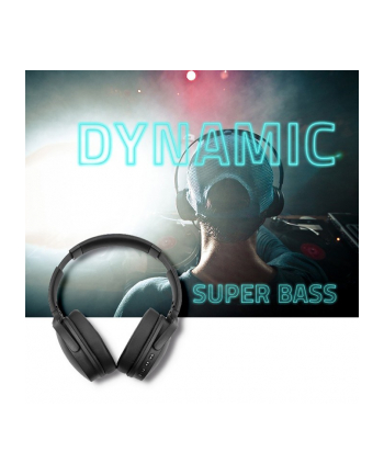 qoltec Słuchawki bezprzewodowe z mikrofonem|BT|Super bass Dynamic|     Czarne