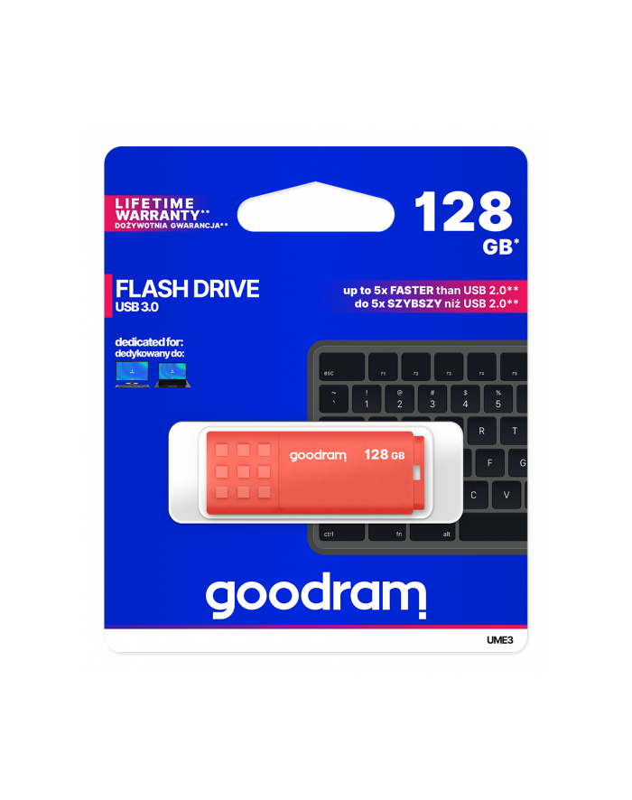 goodram Pendrive UME3 128GB USB 3.0 Pomarańczowy główny