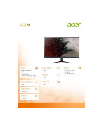 acer Monitor 27 cali VG270BMIPX
