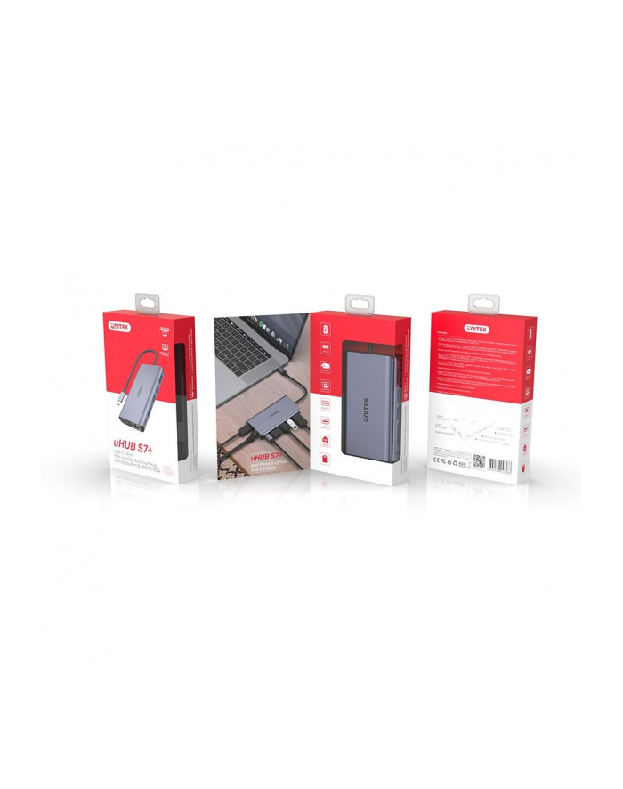 UNITEK D1056A Hub USB-C 2x USB 3.1 HDMI DP RJ45 SD Reader główny
