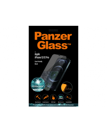 PANZERGLASS SZKŁO HARTOWANE IPHONE 12/12 PRO DO ETUI ANTYBAKTERYJNE 2711