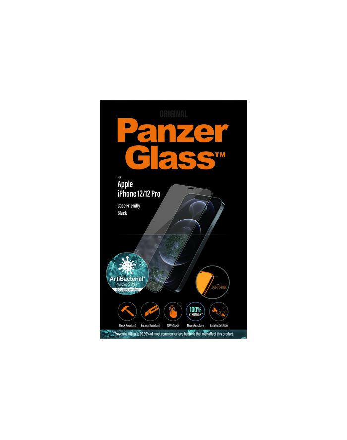 PANZERGLASS SZKŁO HARTOWANE IPHONE 12/12 PRO DO ETUI ANTYBAKTERYJNE 2711 główny