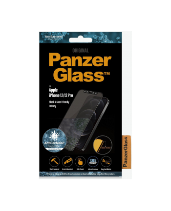 PANZERGLASS SZKŁO HARTOWANE IPHONE 12/12 PRO DO ETUI ANTYBAKTERYJNE FILTR PRV P2711