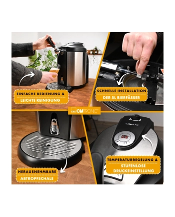 Clatronic beer dispenser BZ 3740 silver / black - for 5L kegs
