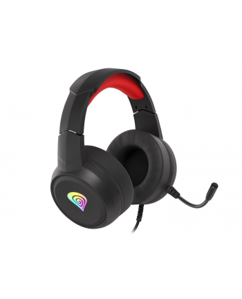 natec Słuchawki dla graczy Genesis Neon 200 z mikrofonem podświetlenie RGB Czarno-czerwone