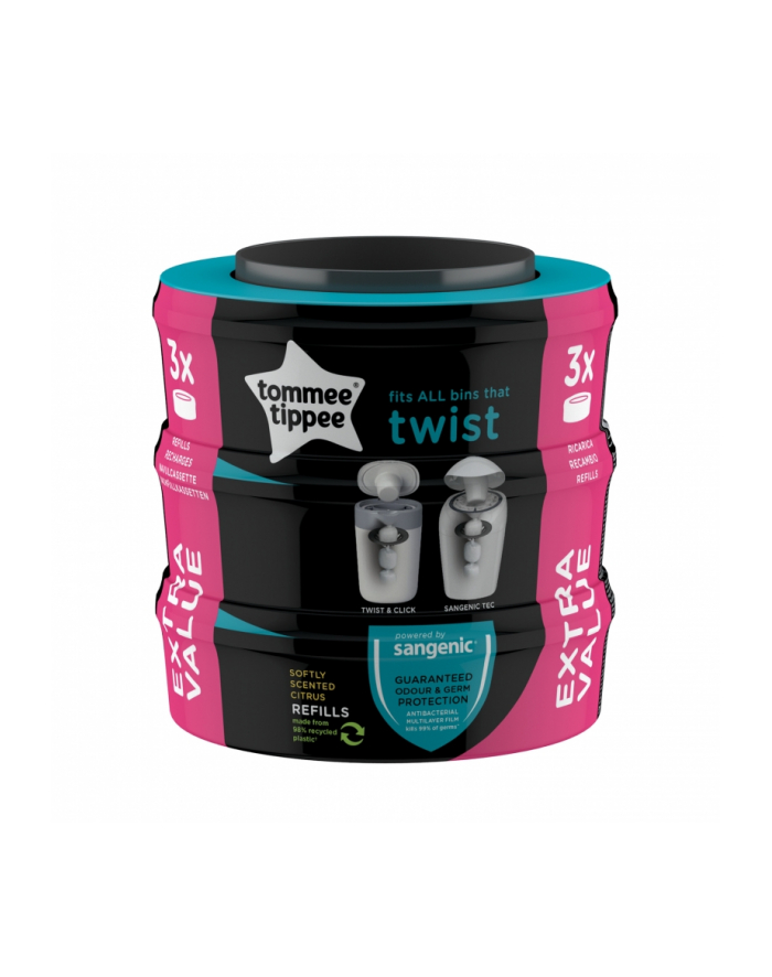 Sangenic Tommee Tippee Twist &Amp Click Kaseta Z Wkładem 3 Szt. główny