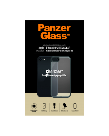 Panzerglass Screen Protector, Iphone 7/8/se (2020), Tempered anti-aging glass, Black/Crystal Clear