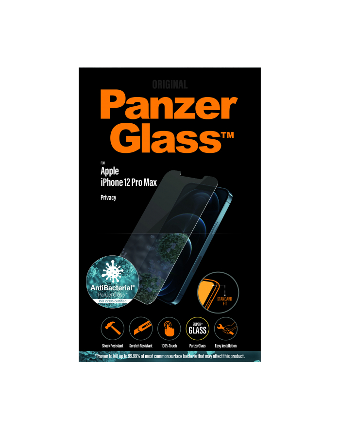 PanzerGlass szkło hartowane Standard Privacy Antibacterial Apple iPhone 12 Pro Max Przezroczysty główny
