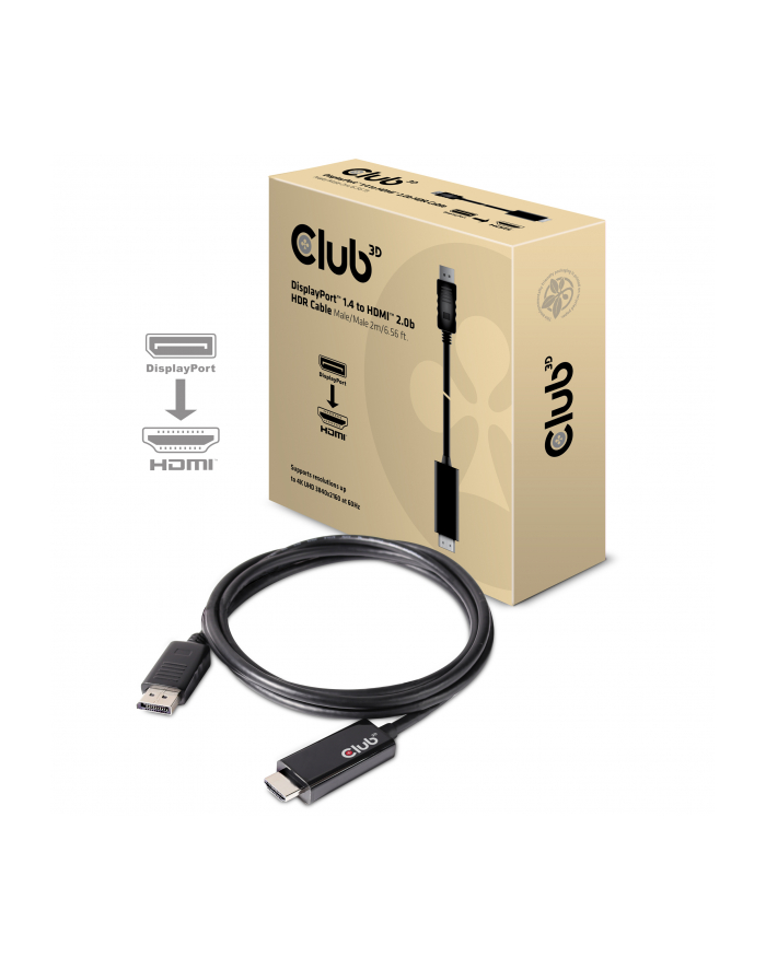 Club 3D Kabel Club 3D Club3D Kabel DisplayPort > HDMI 2.0b HDR 4K60Hz aktiv 2m retail (CAC1082) główny
