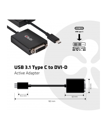 CLUB 3D CLUB3D ADAPTER USB 3.1 TYP C > DVI-D        AKTIV MĘSKI/ŻEŃSKI RETAIL  (CAC1508)