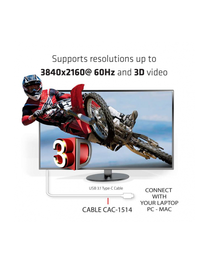 Club 3D USB HDMI 1.8m Biały (CAC-1514) główny