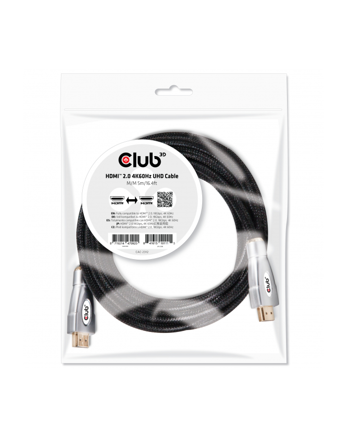 Club 3D HDMI - HDMI 5m Czarny (CAC-2312) główny