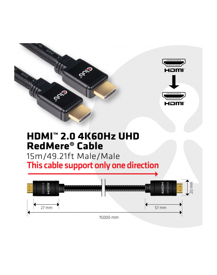 Club 3D HDMI - HDMI 15m Czarny (CAC-2314) główny