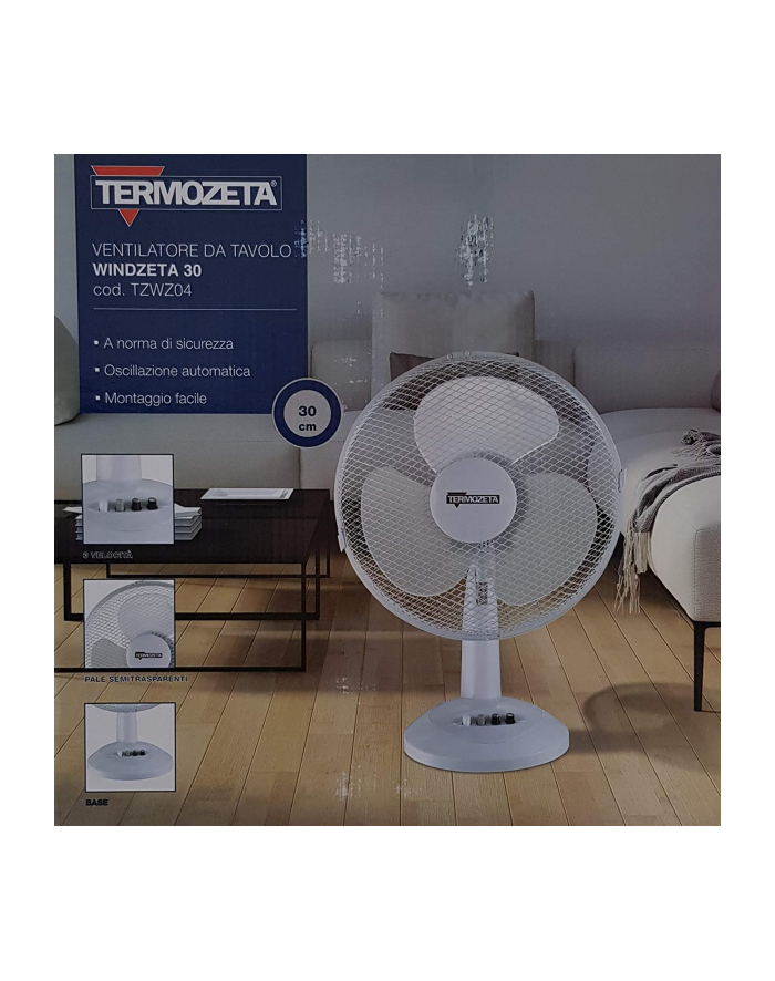 Termozeta TZWZ04 Table Fan, Number of speeds 3, 35 W, Oscillation, White główny