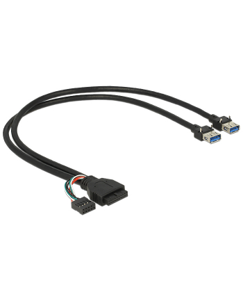 Delock Kabel USB3.0 19pin+9pin - 2x USB 3.0 A 0.45m 83829 (83829)