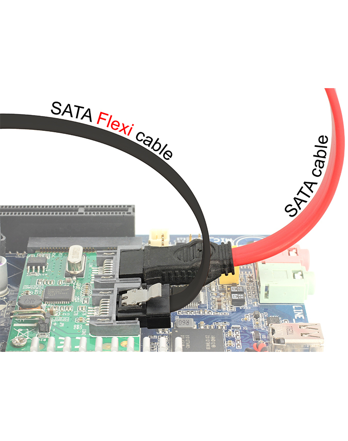 Delock Przewód SATA FLEXI 6 Gb/s o dł. 10 cm, czarny, metalowe zaciski 83838 (83838) główny