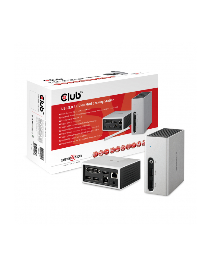 Club 3D Stacja/replikator SenseVision USB 3.0 4K UHD Mini Docking Station (CSV3104D) główny