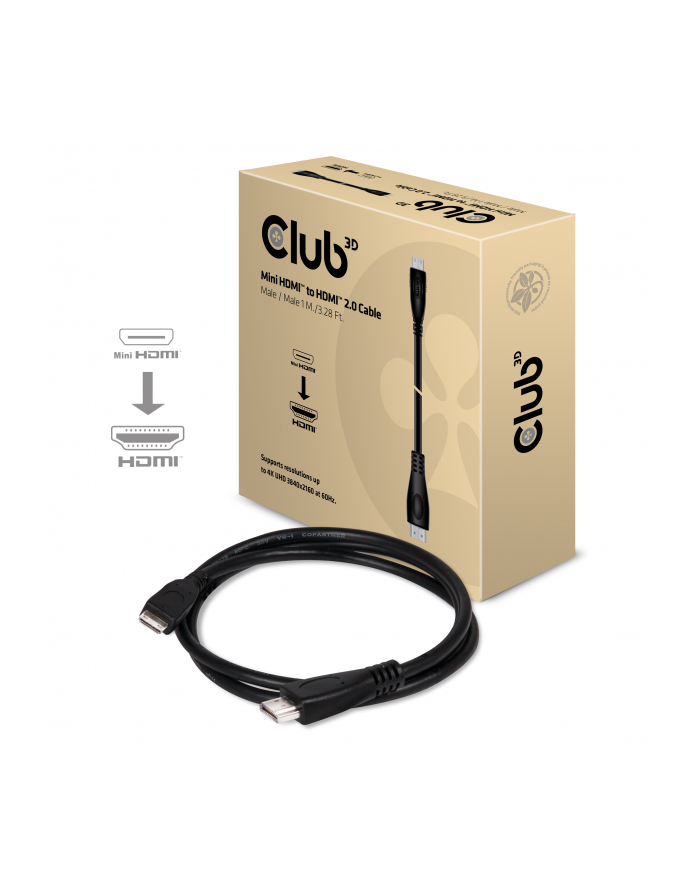 Club 3D Kabel HDMI - Mini HDMI 1m Czarny (CAC-1350) główny