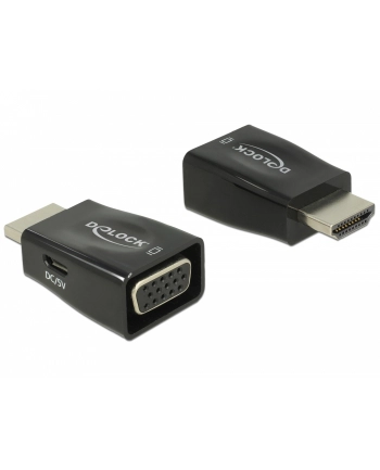 Adapter AV Delock ADAPTER HDMI(M)->VGA(F)+USB MICRO(F) CZARNY MINI ROZMIAR DELOCK