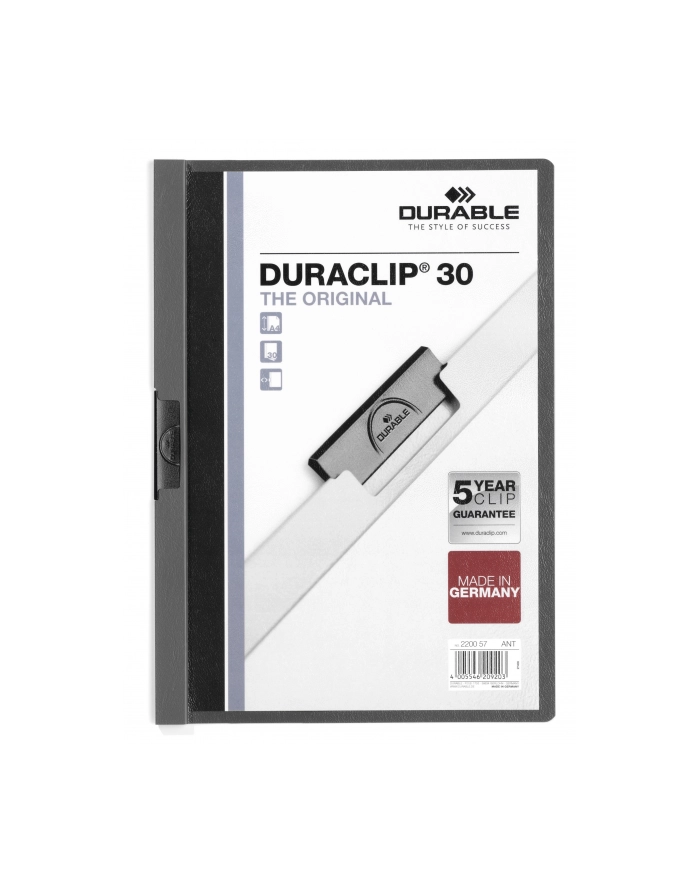 Durable Skoroszyt Zaciskowy Duraclip 1-30 Antracytowy 25Szt. główny