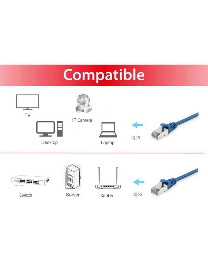 Equip Patchcord CAT.6a SFTP 1m niebieski (606203) główny
