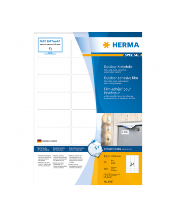 Herma Etykiety Foliowe Zewnętrzne Odporne Na Warunki Atmosferyczne A4, 63,5 X 33,9 Mm, Białe, Wyjątkowo Silna Przyczepność, Rozciągliwe - 9537 Darmowy