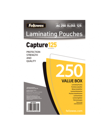 Fellowes A4 Glossy 125 Micron Laminating Pouch 250-Value Pack