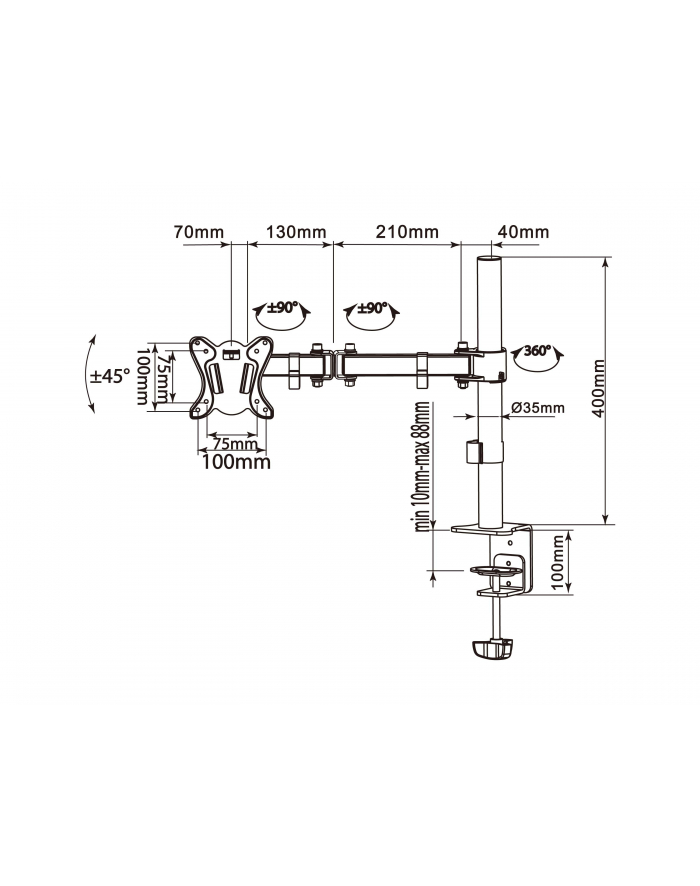 Equip 650151 uchwyt do monitora 68,6 cm (27'') Zacisk Czarny główny